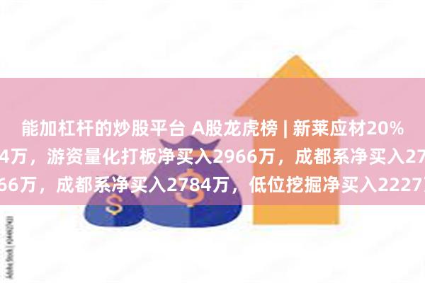能加杠杆的炒股平台 A股龙虎榜 | 新莱应材20%涨停，三机构净卖出9314万，游资量化打板净买入2966万，成都系净买入2784万，低位挖掘净买入2227万