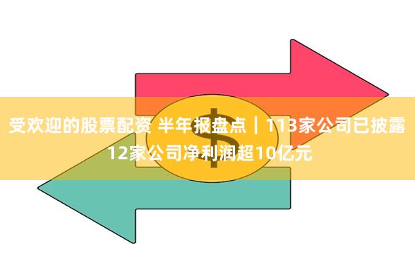 受欢迎的股票配资 半年报盘点｜113家公司已披露 12家公司净利润超10亿元