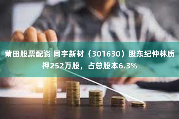 莆田股票配资 同宇新材（301630）股东纪仲林质押252万股，占总股本6.3%